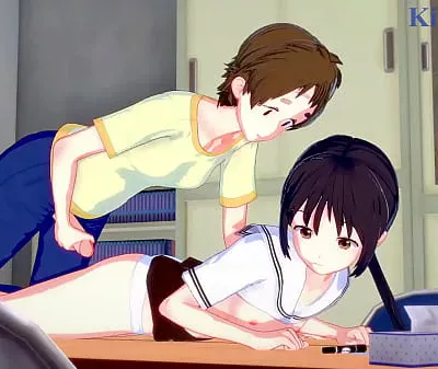 Hanako Honda and Chisato Higuchi intense futanari sex. – Asobi Asobase Hentai